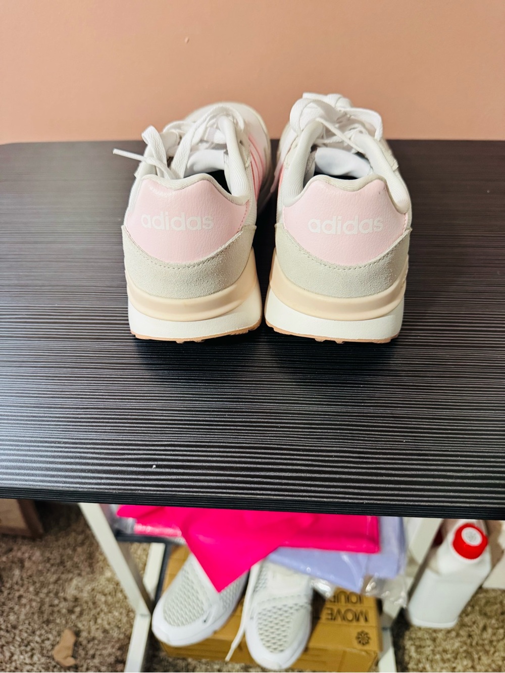 adidas Women's Sneakers White Beige Pink - Picture 2 of 5